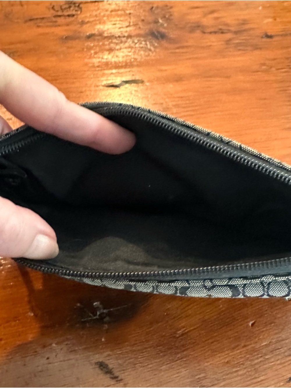 Coach Gray and Black Signature Jacquard Wristlet - Picture 4 of 4